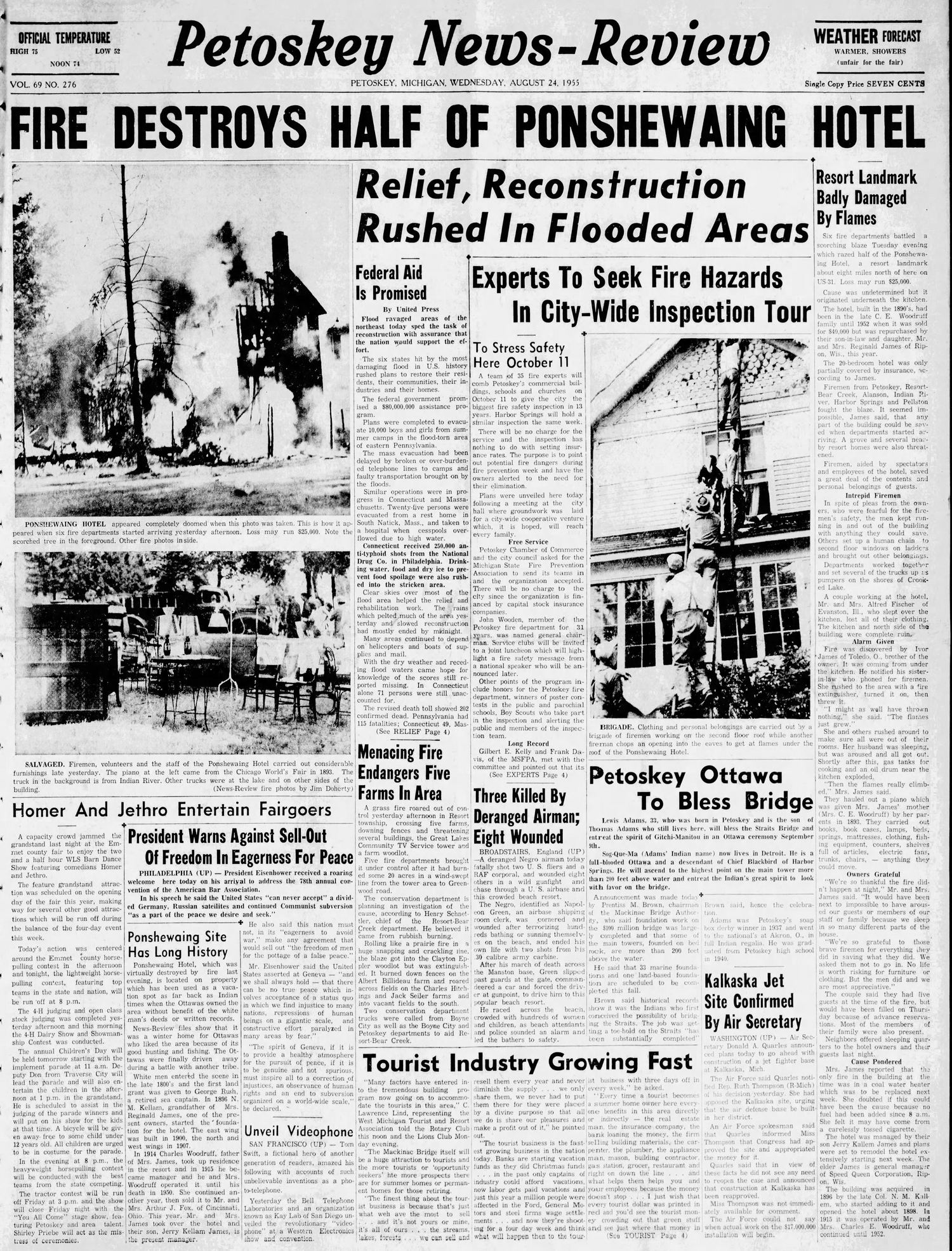 Ponshewaing Hotel - Aug 24 1955 Article On Fire (newer photo)